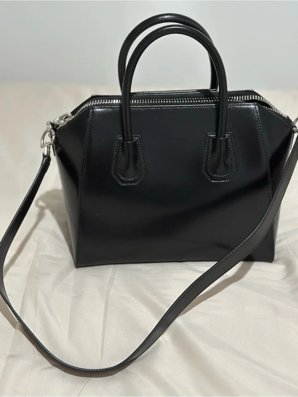 Givenchy Black Leather Small Antigona Satchel with Detachable Strap